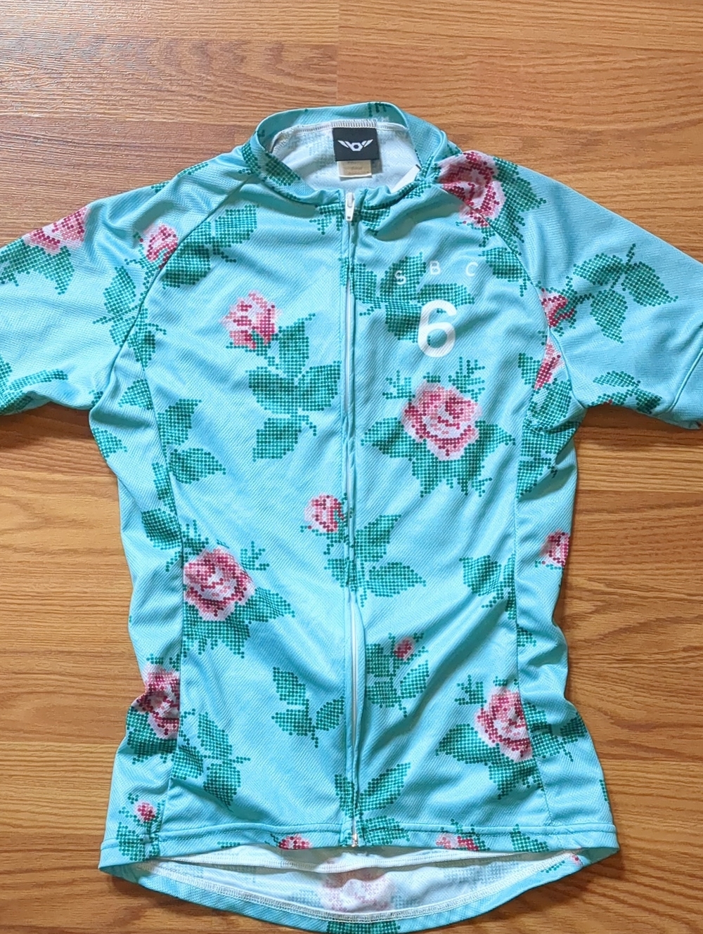 Twin Six Speedy Rose Canyon Cycling Jersey Mint Teal Green Floral Small S